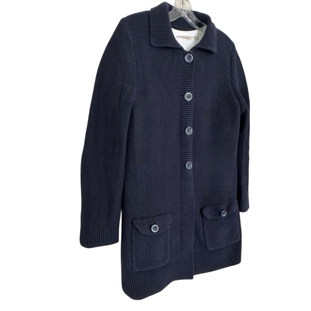 Tommy Hilfiger Dark Blue Heavy Knit Cardigan L Button Front Cotton Sweater - Picture 2 of 14